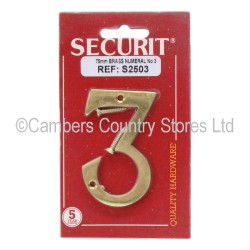 Securit Numeral No. 3 Brass 75mm